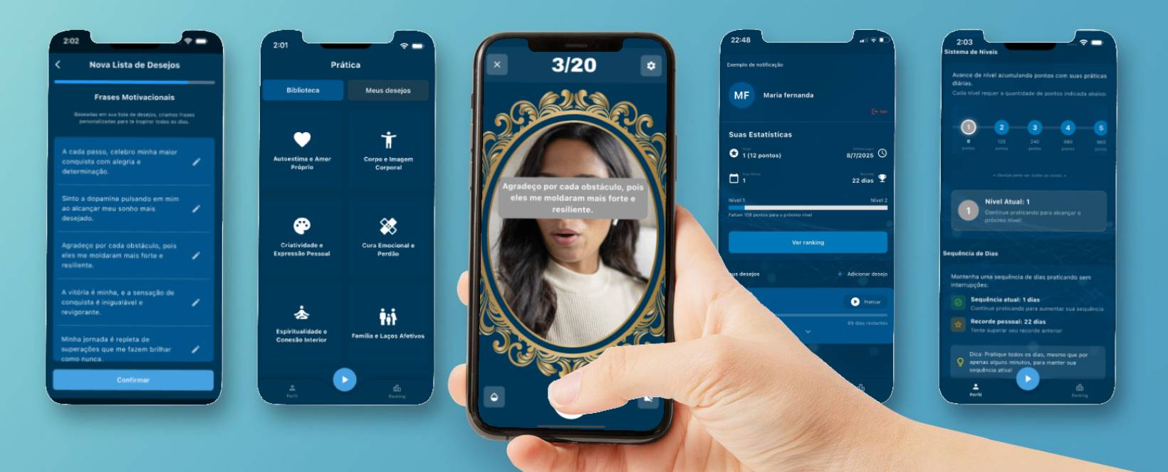 Mockup do aplicativo O Poder do Espelho